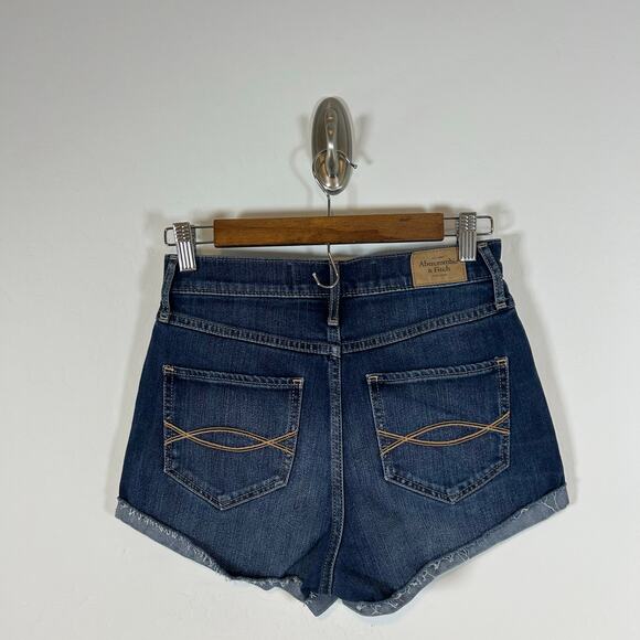 Abercrombie & Fitch Vintage 2000 Y2K  Dark Wash Denim Shorts - US 2/ 26 - Picture 3 of 6